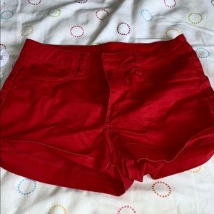High waist red shorts